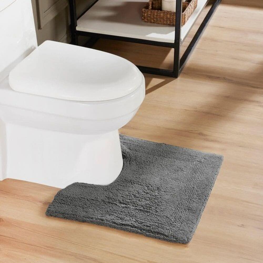 Better Trends Lux 20x20 Gray 100% Cotton Reversible Bath Mat Rug